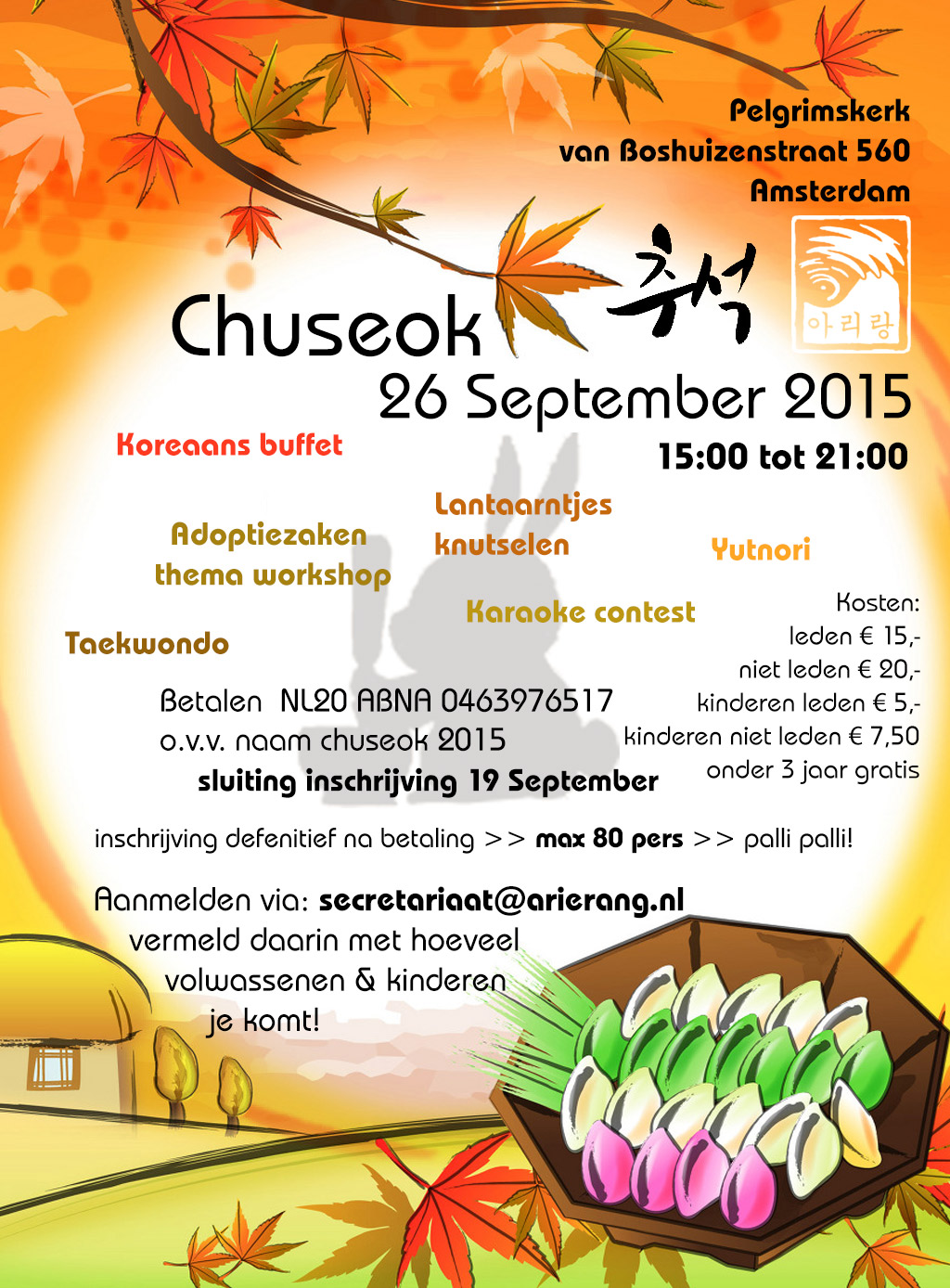 Aanmelden voor Chuseok is nog mogelijk – 5 plaatsen over